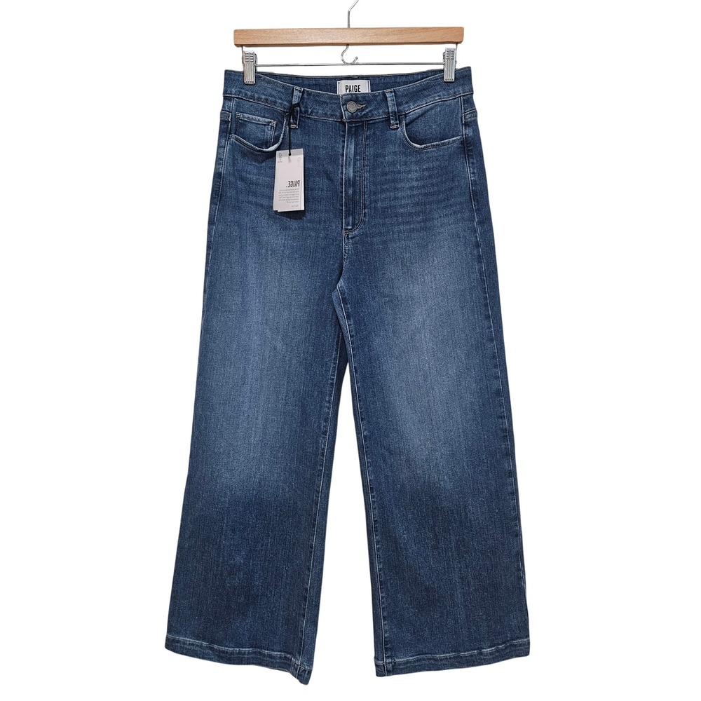PAIGE Genesee Crop Jeans 30 Marcia Blue High‎ Rise Wide Leg Stretch Denim NWT